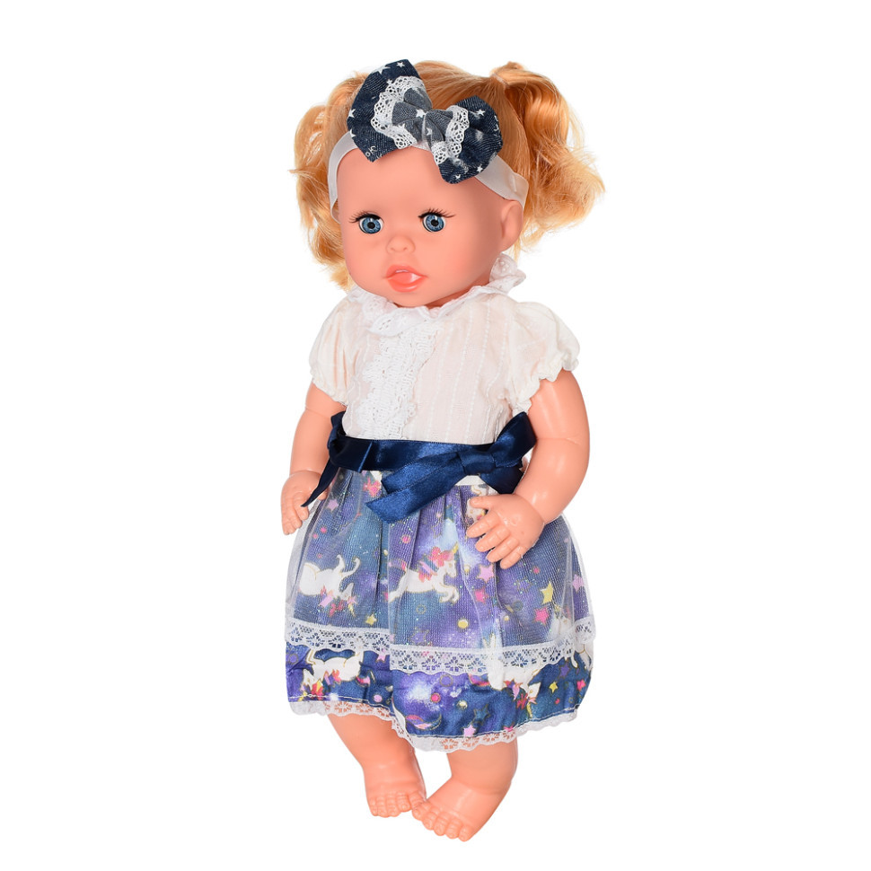 Дитяча лялька Яринка Bambi M 5603 українською мовою (Синє з білим плаття)