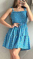 Модна жіноча сукня сарафан на брителях блакитна Новинка 2024