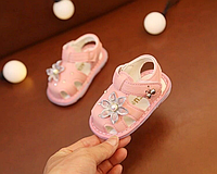 Детские LED сандалики для девочки 12.7 см босоножки для малышей на липучке закрыт носок