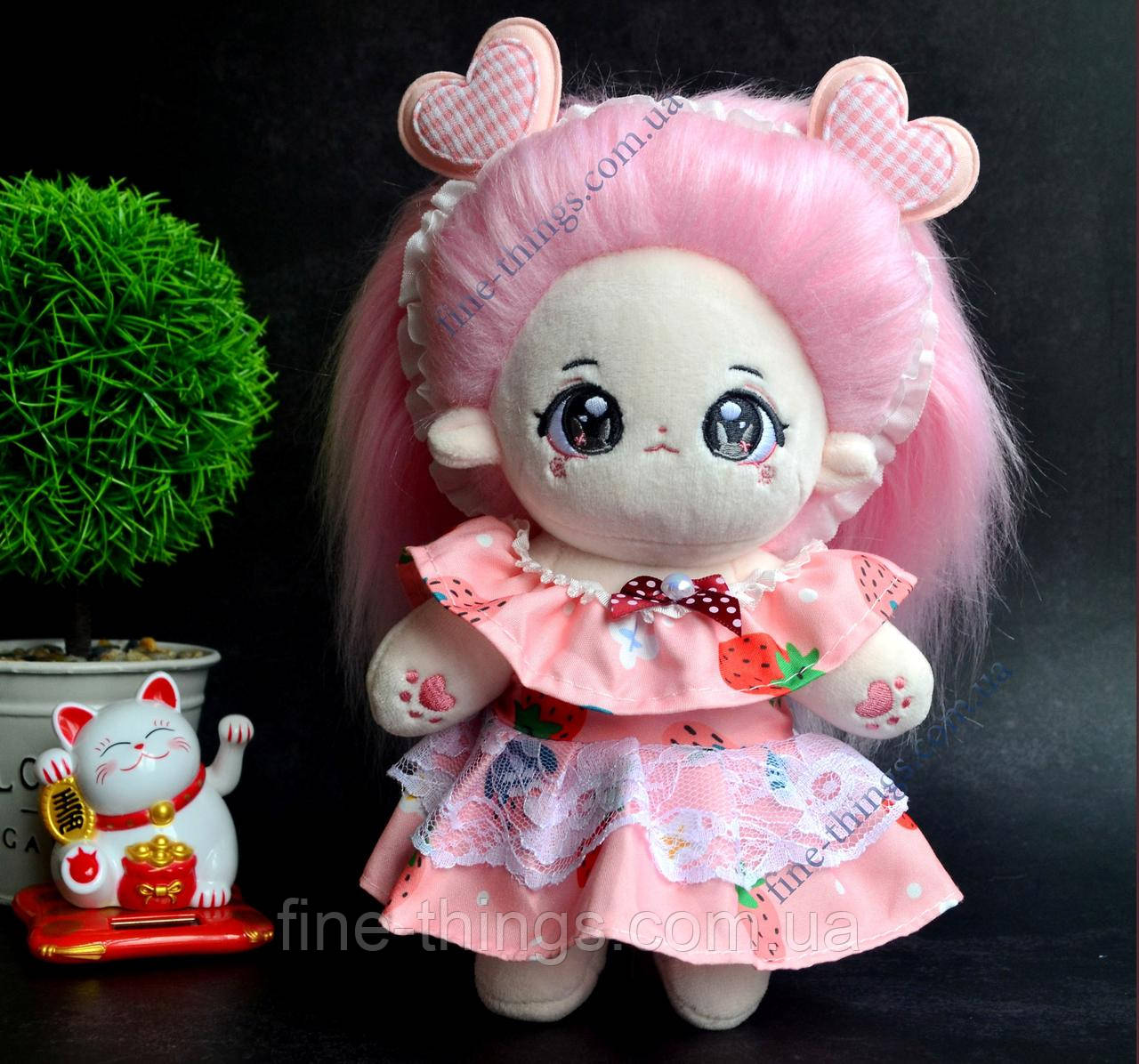 Одяг для Skzoo, рожева сукня для ляльок 20 см, СКЗУ одяг, сукня та пов'язка на голову для ляльки Геншин