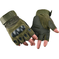 Тактические перчатки с открытыми пальцами (олива) (размер L)