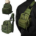 Рюкзак сумка тактична B14, військова через плече Oxford 600D, 26х19х10 див. Олива, фото 3
