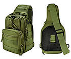 Рюкзак сумка тактична B14, військова через плече Oxford 600D, 26х19х10 див. Олива, фото 4