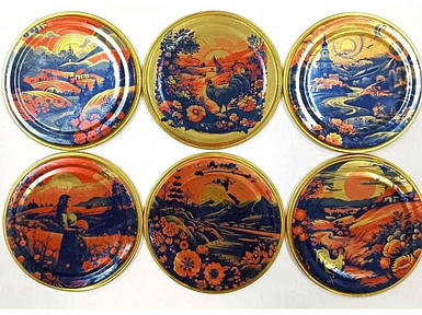 Кришка закаточна СКО 82мм (0,17) Дуаль червоно-синя (50шт в спайці) (лак/емаль) ТМ ПАННОЧКА FG