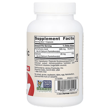 Пантотенова кислота Jarrow Formula Pantothenic Acid B5 500 mg 100 Caps, фото 2