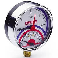 Термоманометр радіальний KOER 821R (0-6 bar) D=80мм 1/2''