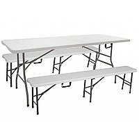 Набор мебели для пикника (стол раскладной 180 см + 2 скамьи) Bonro Б5873біл--15