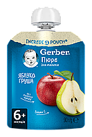 Пюре фруктовое Яблоко-груша Gerber® (Гербер) с 6 месяцев ,пауч 90г