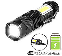 Фонарик перезаряжаемый Gub USB LED Flashlight Use XPE + COB lamp