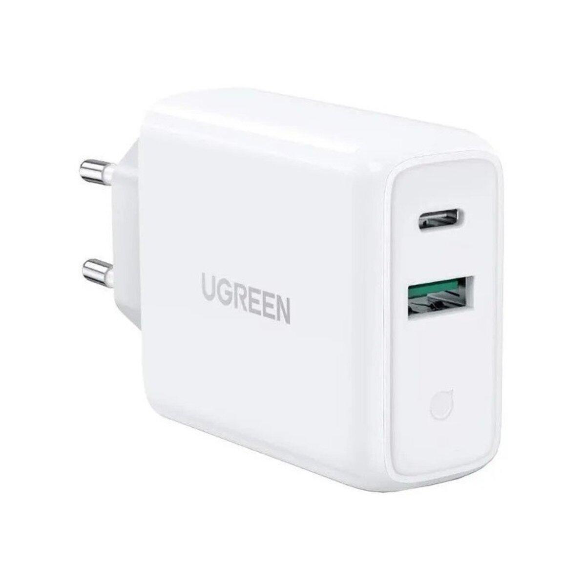 Зарядний пристрій UGREEN CD170 38W USB-C Wall Charger EU (White) (UGR-60468) для швидкої зарядки смартфонів і планшетів, фото 1