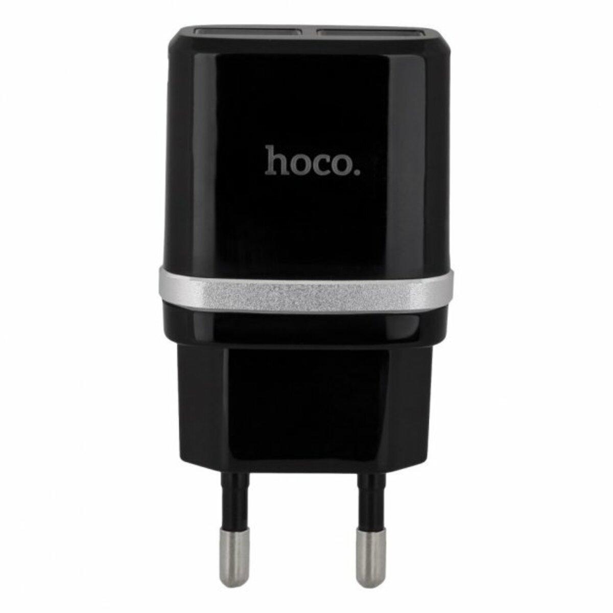 Мережевий зарядний пристрій HOCO C12 Smart dual USB charger Black, 2.4А, 5V, для зарядки телефонів і планшетів, фото 1