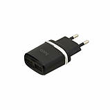 Мережевий зарядний пристрій HOCO C12 Smart dual USB charger Black, 2.4А, 5V, для зарядки телефонів і планшетів, фото 2