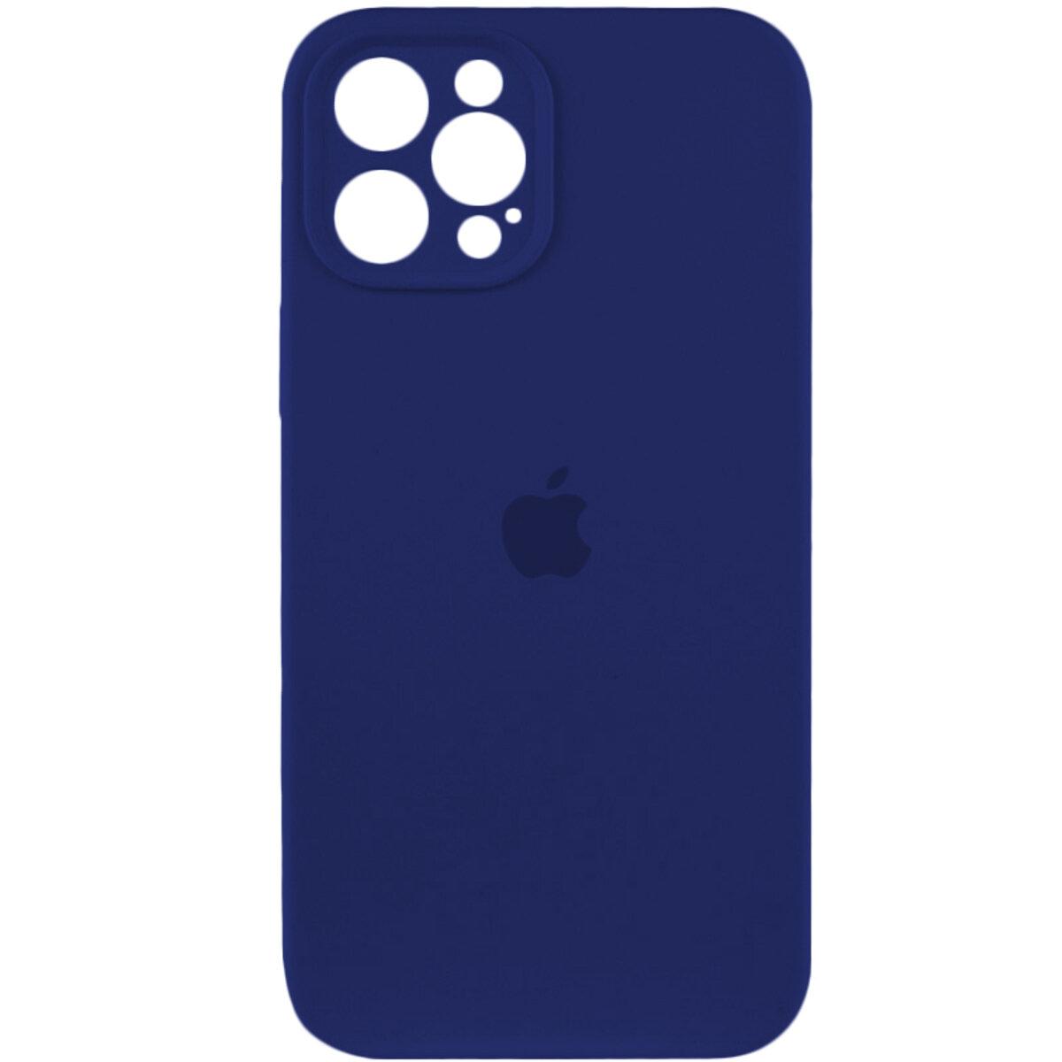 Чохол для iPhone 12 Pro Silicone Full Case Camera Protect, темно-синій, м'який на дотик, захист камери, фото 1