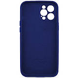 Чохол для iPhone 12 Pro Silicone Full Case Camera Protect, темно-синій, м'який на дотик, захист камери, фото 2