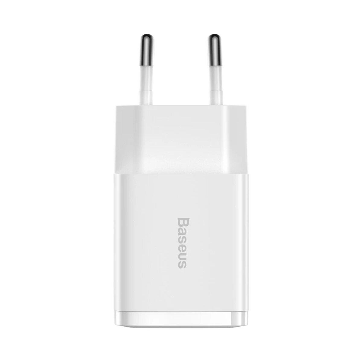 Мережевий зарядний пристрій Baseus Compact Charger 2U 10.5W EU White, 2 роз'єми USB, швидка зарядка, фото 1