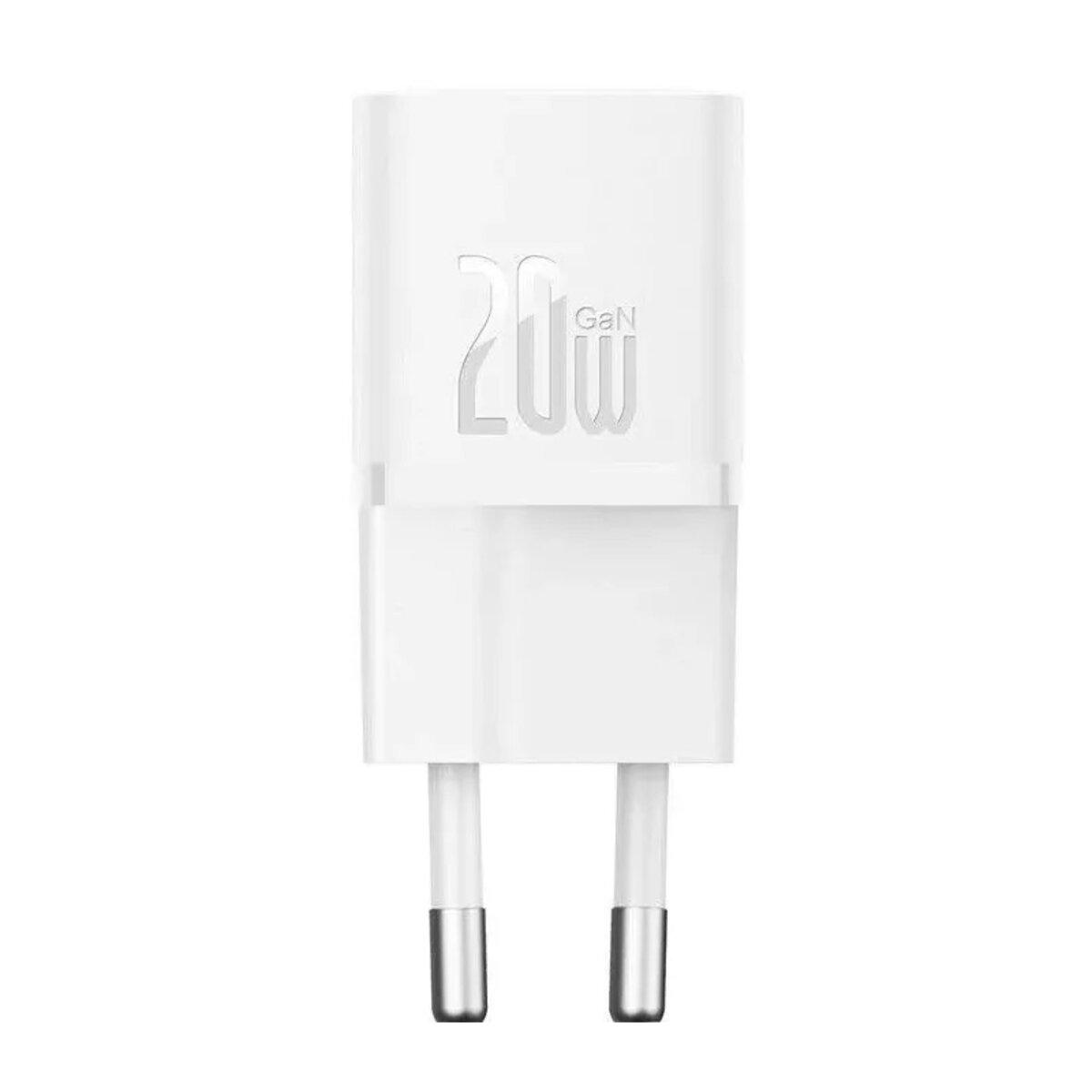 Мережевий зарядний пристрій Baseus GaN5 Fast Charger(mini) 1C 20W EU White, Quick Charge 3.0, Type-C, фото 1