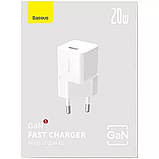 Мережевий зарядний пристрій Baseus GaN5 Fast Charger(mini) 1C 20W EU White, Quick Charge 3.0, Type-C, фото 4