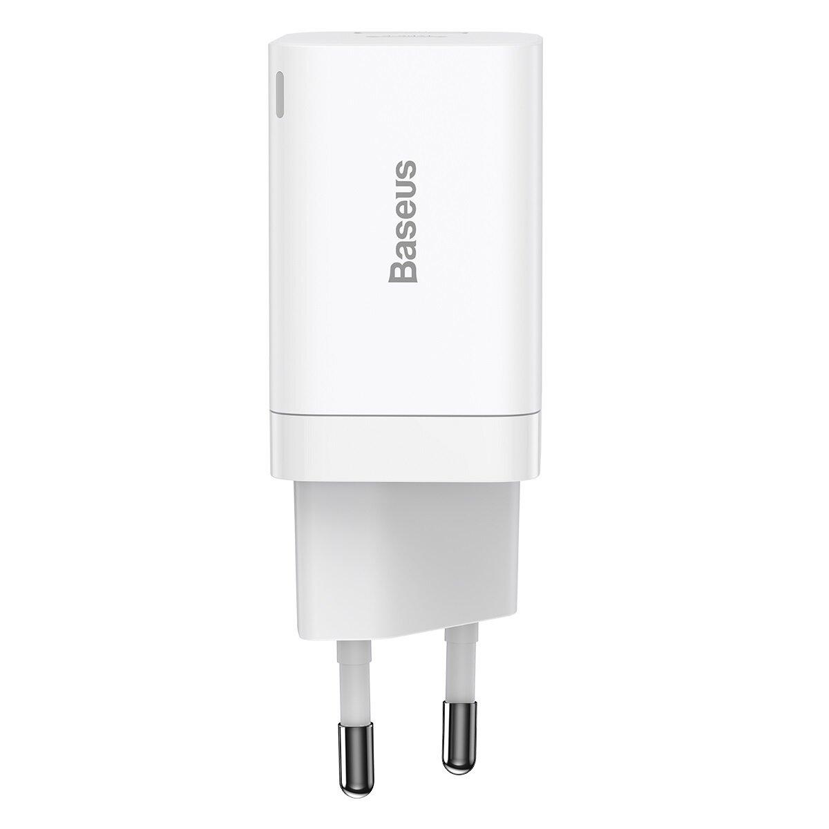 Мережевий зарядний пристрій Baseus Super Si Pro Quick Charger C+U 30W EU White, 2 порти USB+Type-C, фото 1