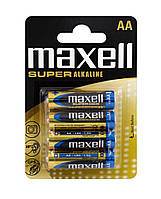 Батарейка MAXELL LR-6 SUPER 4PK BLIST 4шт (M-774409.04.EU) 1,5 V, лужний, для портативних пристроїв