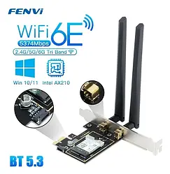 Тридіапазонний безпровідний Wi-Fi-адаптер FENVI PCIE 5374 Мбіт/с, 2,4G/5G/6Ghz, Bluetooth 5,3, Intel AX210