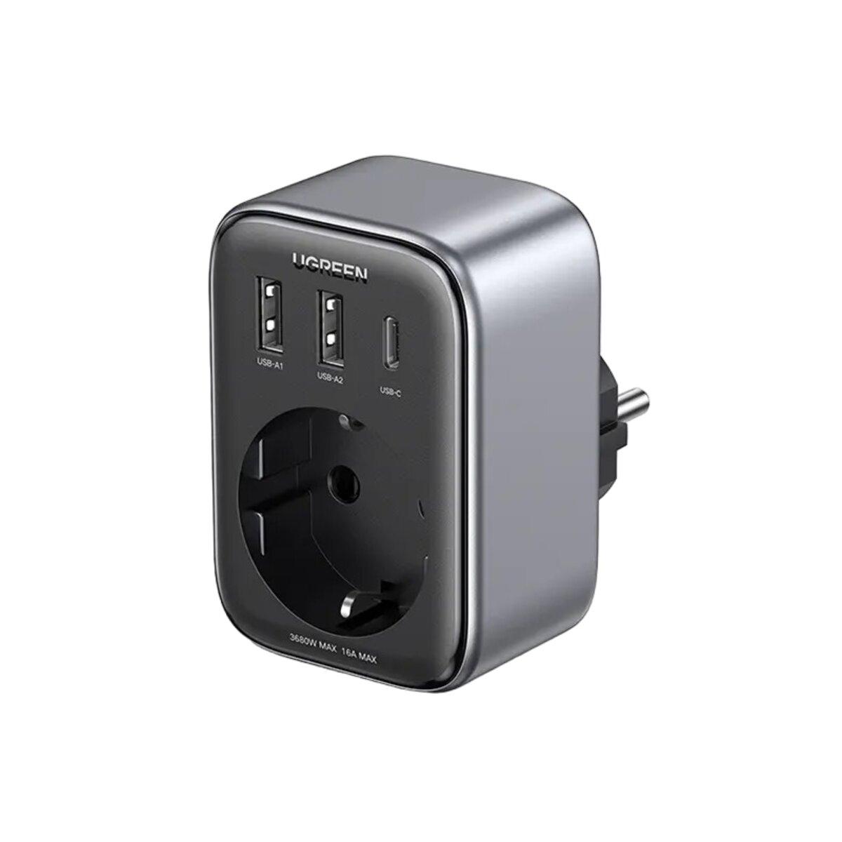 Зарядний пристрій UGREEN CD314 30W Outlet Extender EU (2A1C) (UGR-90613) з підтримкою PD3.0, QC4.0 для швидкої зарядки, фото 1
