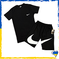 Комплект шорты Nike Big Swoosh + футболка Nike черная. S M L XL XXL