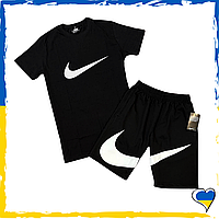 Комплект шорты Nike Big Swoosh + футболка Nike черная. S M L XL XXL