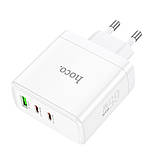 Мережевий зарядний пристрій HOCO N30 Glory PD65W three-port(2C1A) fast charger White, 65W, GaN, три порти, фото 3