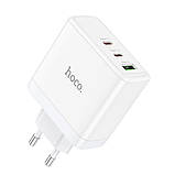 Мережевий зарядний пристрій HOCO N30 Glory PD65W three-port(2C1A) fast charger White, 65W, GaN, три порти, фото 4