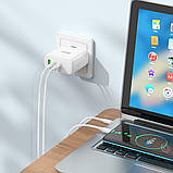 Мережевий зарядний пристрій HOCO N30 Glory PD65W three-port(2C1A) fast charger White, 65W, GaN, три порти, фото 8