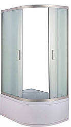 Душова кабіна асиметрична 120х80 см ліва глибокий піддон матове скло розсувні двері