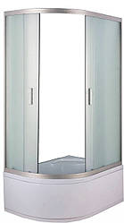 Душова кабіна асиметрична 120х80 см права глибокий піддон матове скло розсувні двері