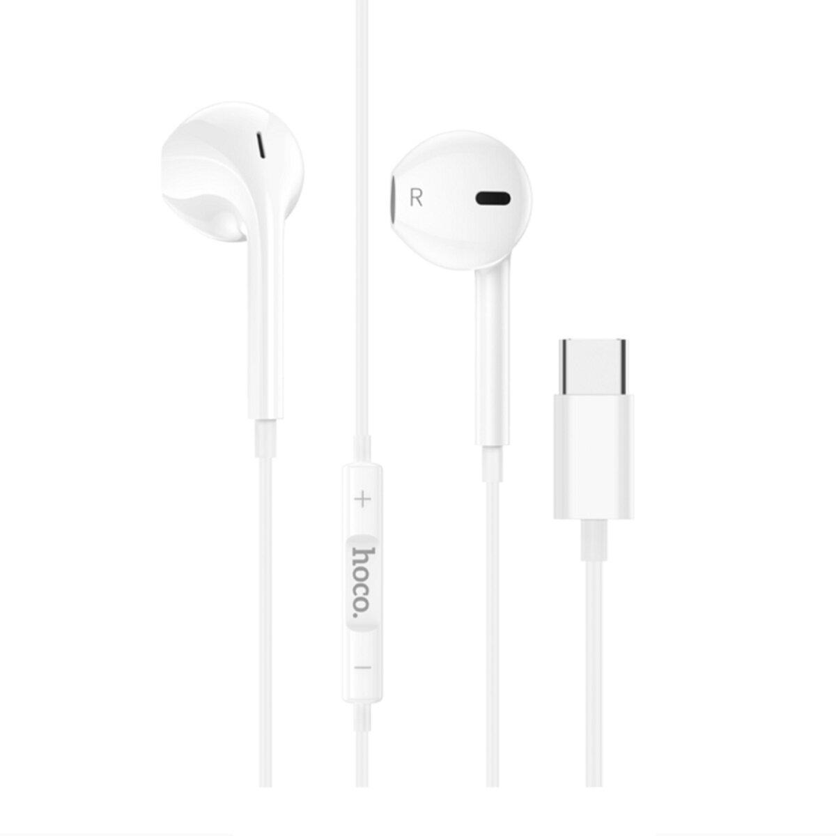 Навушники HOCO M101 Crystal joy Type-C wire-controlled digital earphones with microphone White 1.2m, фото 1