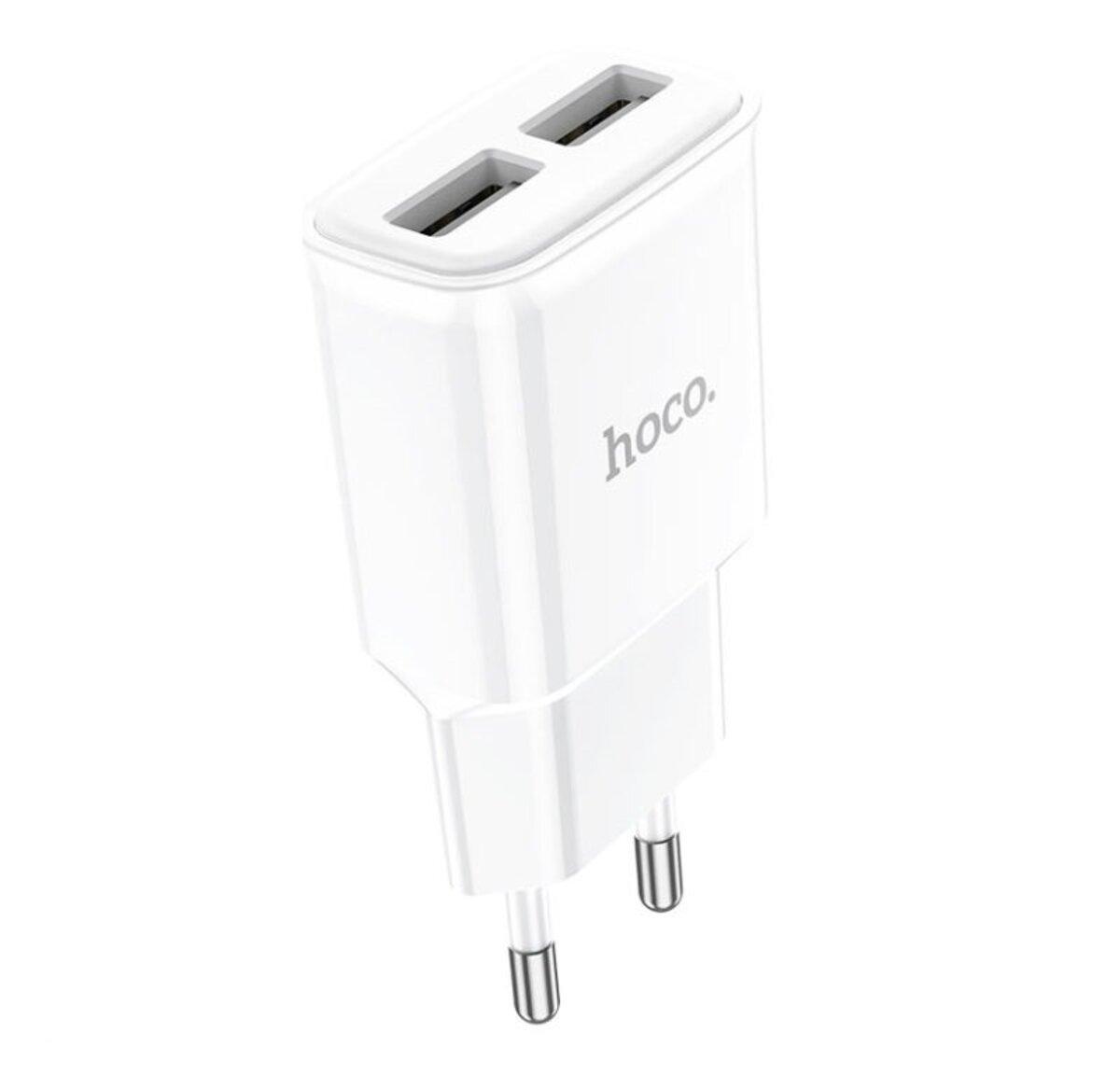 Мережевий зарядний пристрій HOCO C88A Star round dual port charger White, 2.4A, USB-порти, фото 1