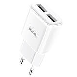Мережевий зарядний пристрій HOCO C88A Star round dual port charger White, 2.4A, USB-порти, фото 3