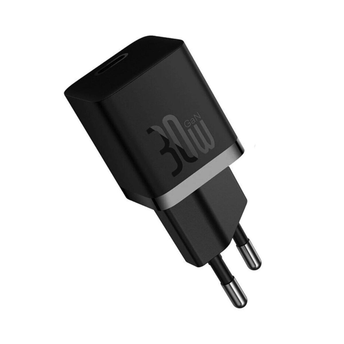 Мережевий зарядний пристрій Baseus GaN5 Fast Charger(mini) 1C 30W EU Black, Quick Charge 3.0, Type-C, фото 1