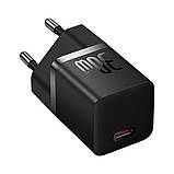 Мережевий зарядний пристрій Baseus GaN5 Fast Charger(mini) 1C 30W EU Black, Quick Charge 3.0, Type-C, фото 3