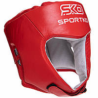 Шолом боксерський відкритий шкіряний ФБУ SPORTKO ОК1 SP-4706 розмір M колір червоний dl