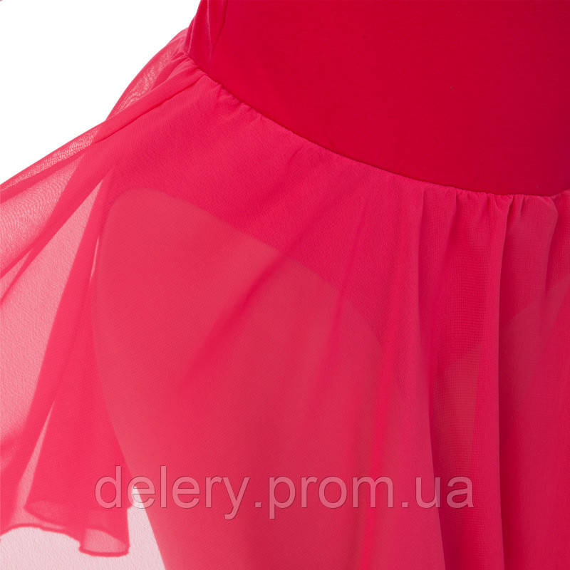 Платье для танцев (бейсик) с коротким рукавом фонарик Lingo CHD01 размер xl, рост 155-165 цвет малиновый dl - фото 6 - id-p2189752789