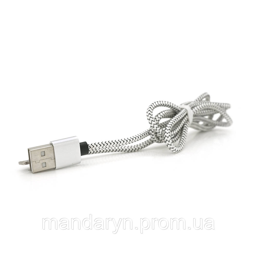 Магнитный кабель PiPo USB 2.0/Lighting, 1m, 2А, тканевая оплетка, бронированный, съемник, Silver, BOX b - фото 5 - id-p2062941791