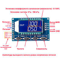 Генератор імпульсів з LCD дисплеєм Одноканальный генератор прямоугольных импульсов . ШИМ. Частота: 1 Гц-150