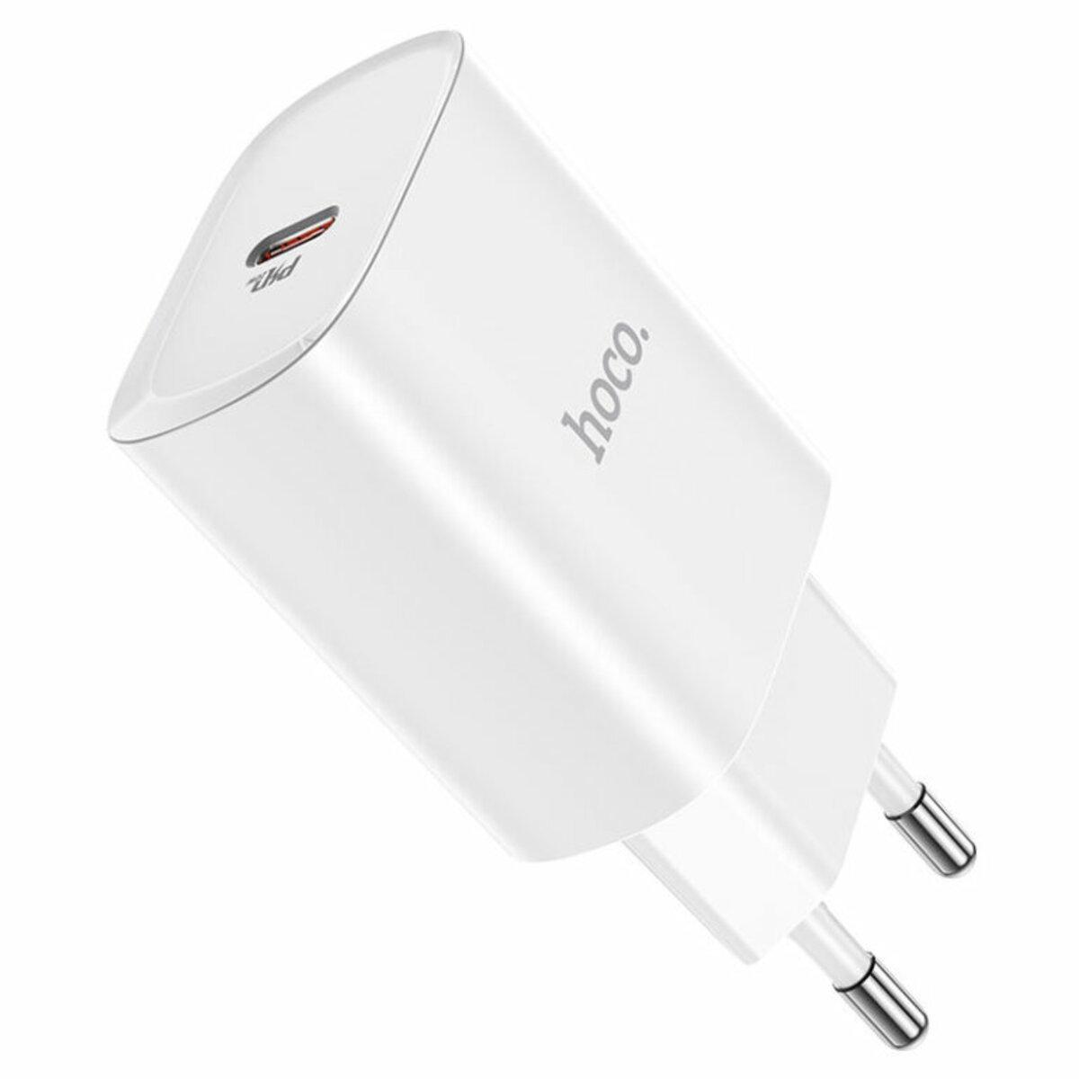 Мережевий зарядний пристрій HOCO N14 Smart Charging single port PD20W charger White, Type-C, 20W, фото 1