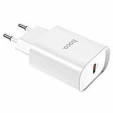 Мережевий зарядний пристрій HOCO N14 Smart Charging single port PD20W charger White, Type-C, 20W, фото 5