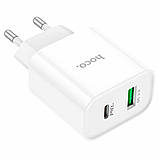 Мережевий зарядний пристрій HOCO C80A Plus Rapido PD20W+QC3.0 charger White, 2 порти, швидка зарядка, фото 4