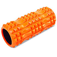 Роллер массажный цилиндр (ролик мфр) заполненный пеной 33см Grid Spine Roller Zelart FI-5712 цвет оранжевый dl