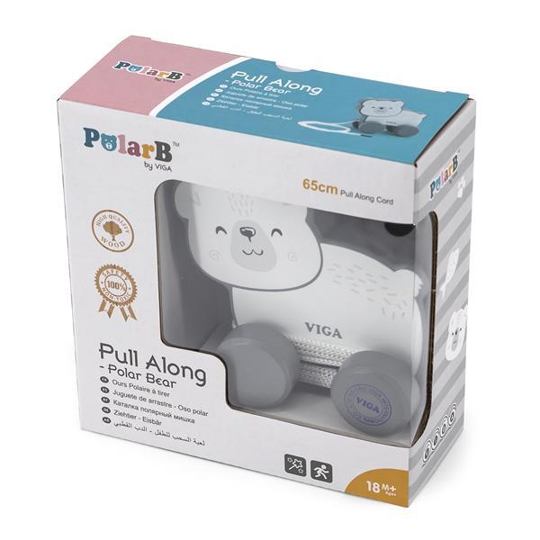 Дерев'яна каталка Viga Toys PolarB Білий ведмедик, фото 1