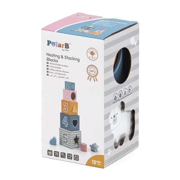 Дерев'яні кубики-пірамідка Viga Toys PolarB Сортуємо і складаємо, фото 1