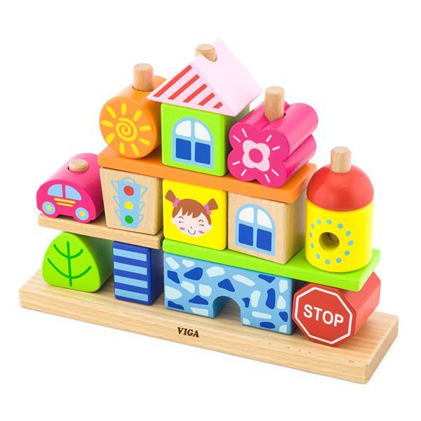 Дерев'яна пірамідка Viga Toys Городок (50043), фото 1