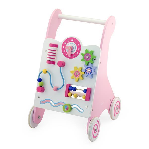Ходунки-каталка Viga Toys з бізібордом рожевий