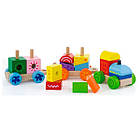Дерев'яний поїзд Viga Toys Яскраві кубики, фото 4